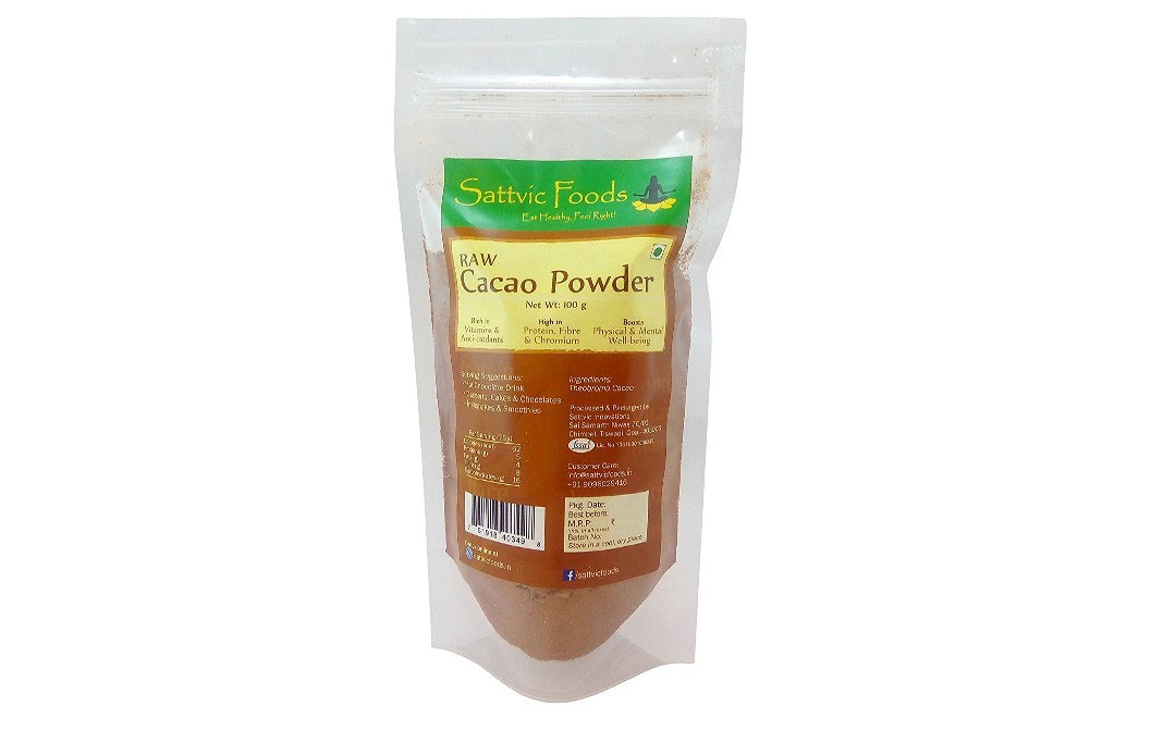 Sattvic foods Raw Cacao Powder    Shrink Pack  100 grams